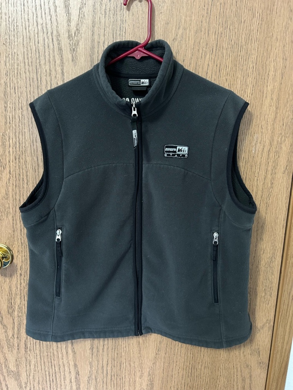 Vintage REI Black Staff Logo Fleece Vest